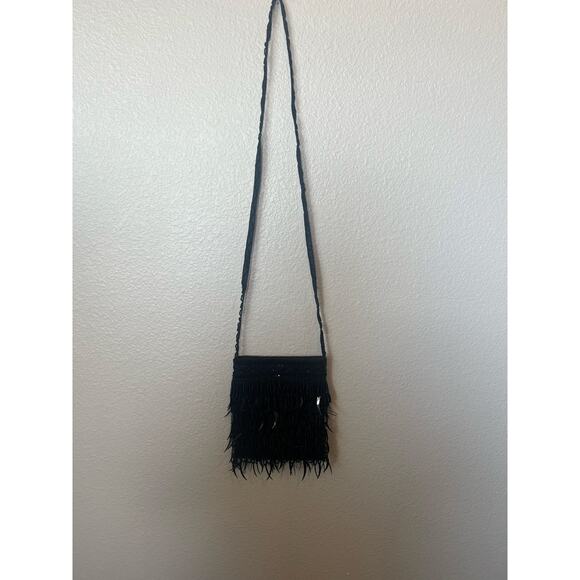 VINTAGE ANTIQUE BEADED SATIN CROSSBODY COCKTAIL SHOULDER BAG PURSE BLACK - Picture 4 of 8